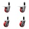 Service Caster 3.5'' Red Poly Swivel 1-1/4'' Expanding Stem Caster Set 2 Total Lock Brakes, 4PK SCC-EXTTL20S3514-PPUB-RED-2-S-2-114 - alternate 1